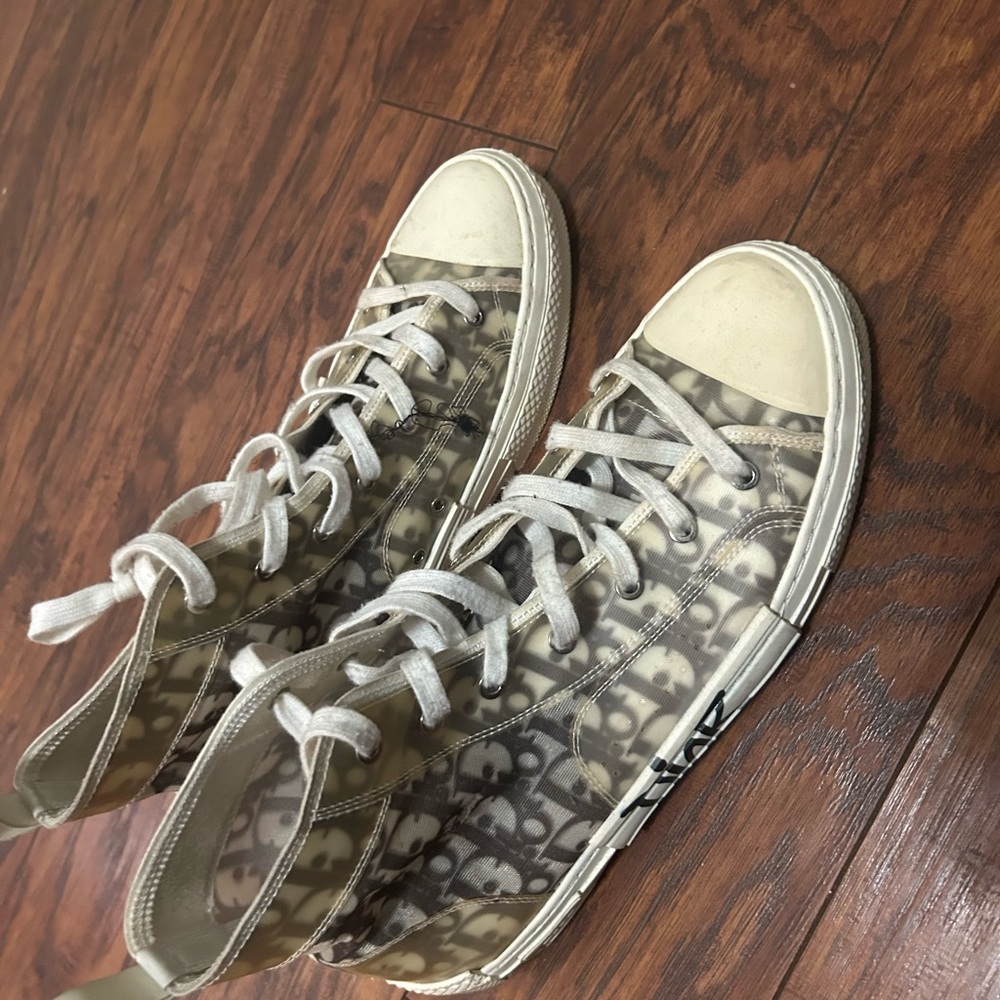 Dior Beige Monogram High-Top Sneakers